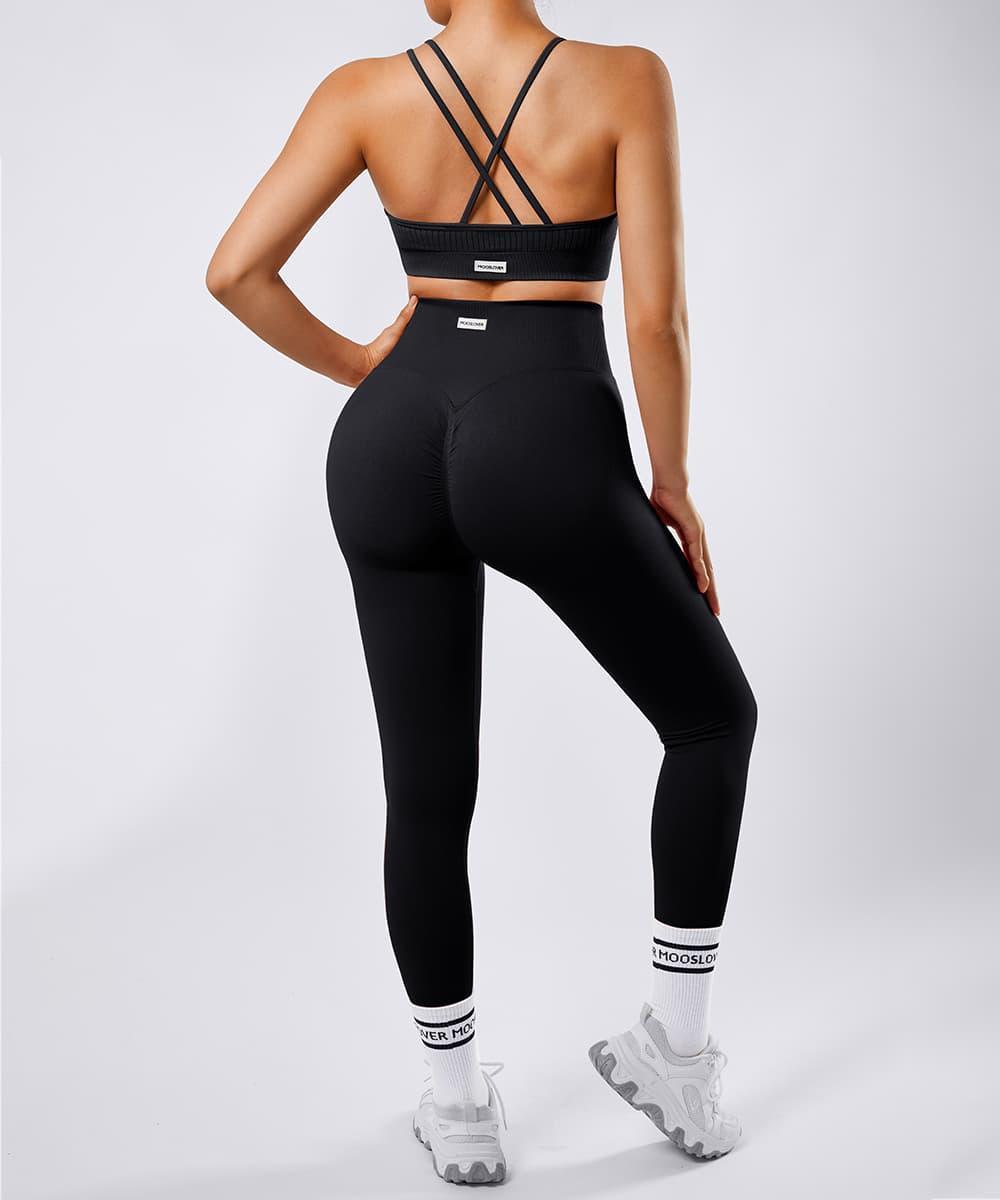 Conjunto De Legging Com Alças Assimétricas 2 Unidades Sem Costura